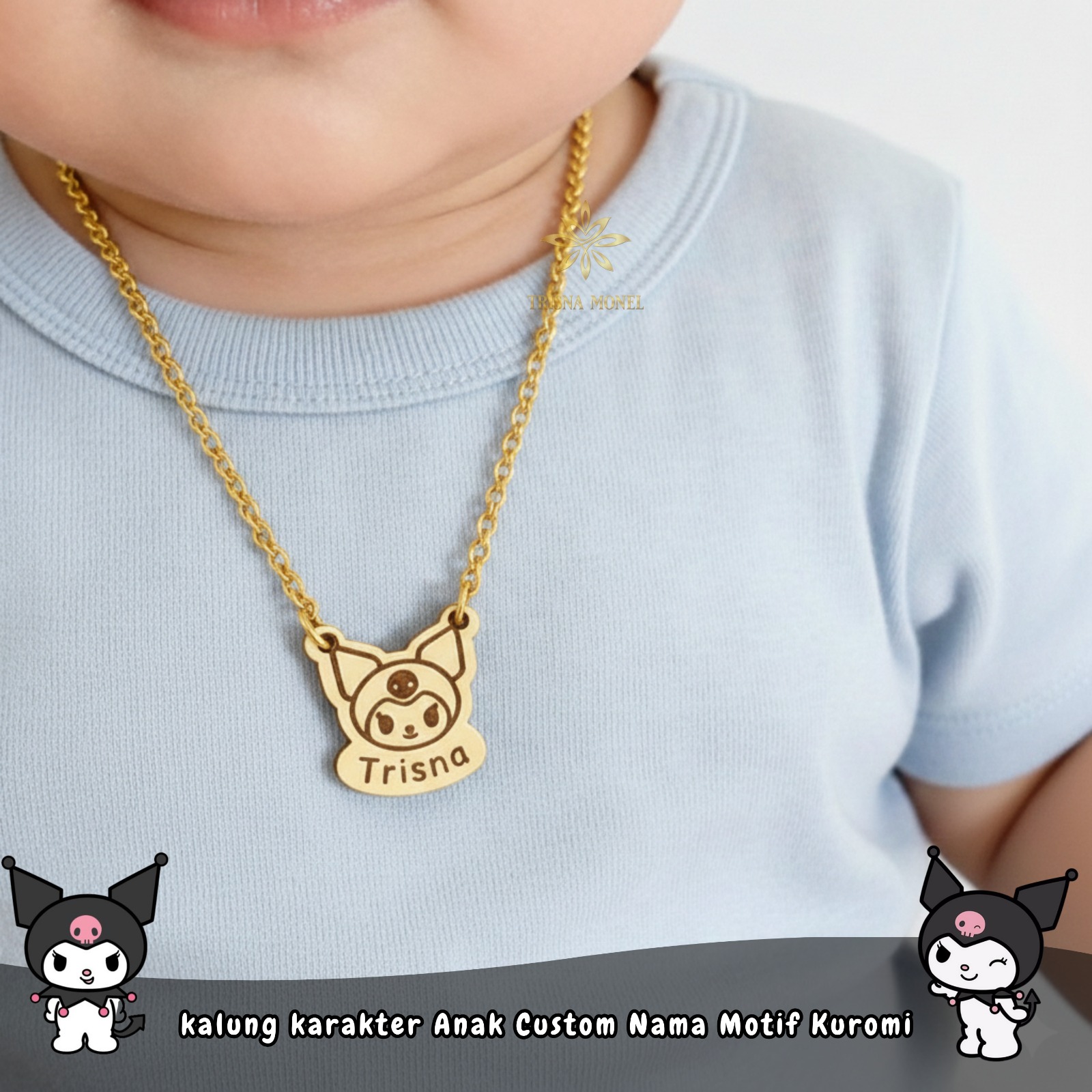 Kalung Karakter Anak Custom Nama Motif Kuromi