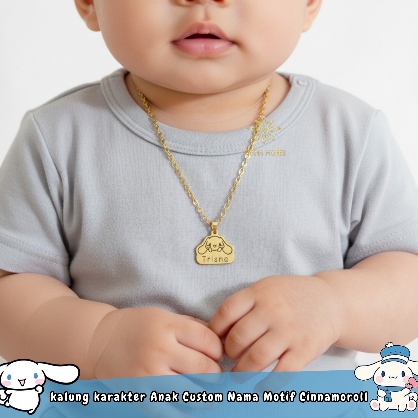 Kalung Karakter Anak Custom Nama Motif Cinnamoroll
