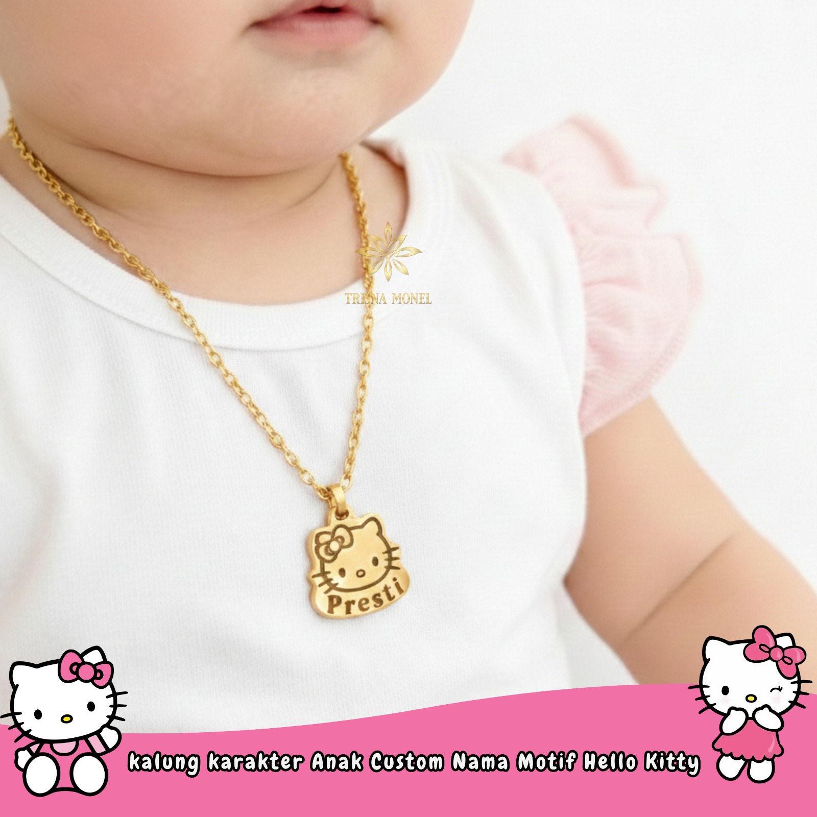 Kalung Karakter Anak Custom Nama Motif Hello Kitty