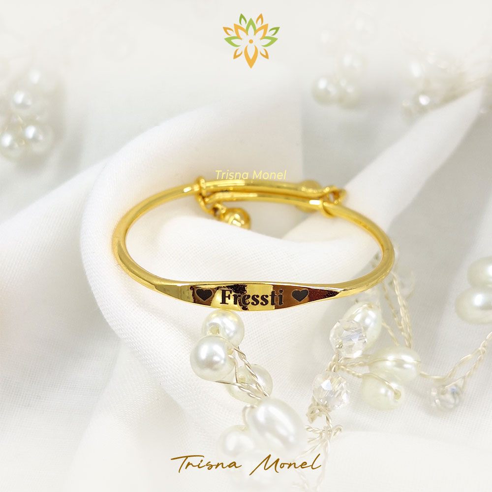 GELANG LONCENG ANAK LAPIS EMAS CUSTOM NAMA