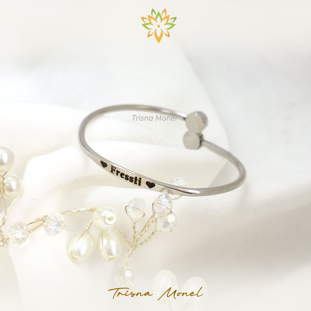 UKIR NAMA !!! Gelang monel anti step original size anak dan dewasa