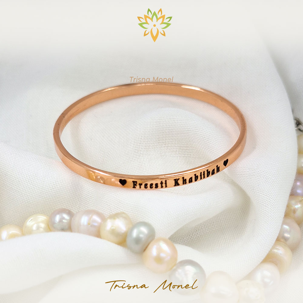 ROSE GOLD !!! gelang ukir nama size anak sampai dewasa motif kolong terlaris