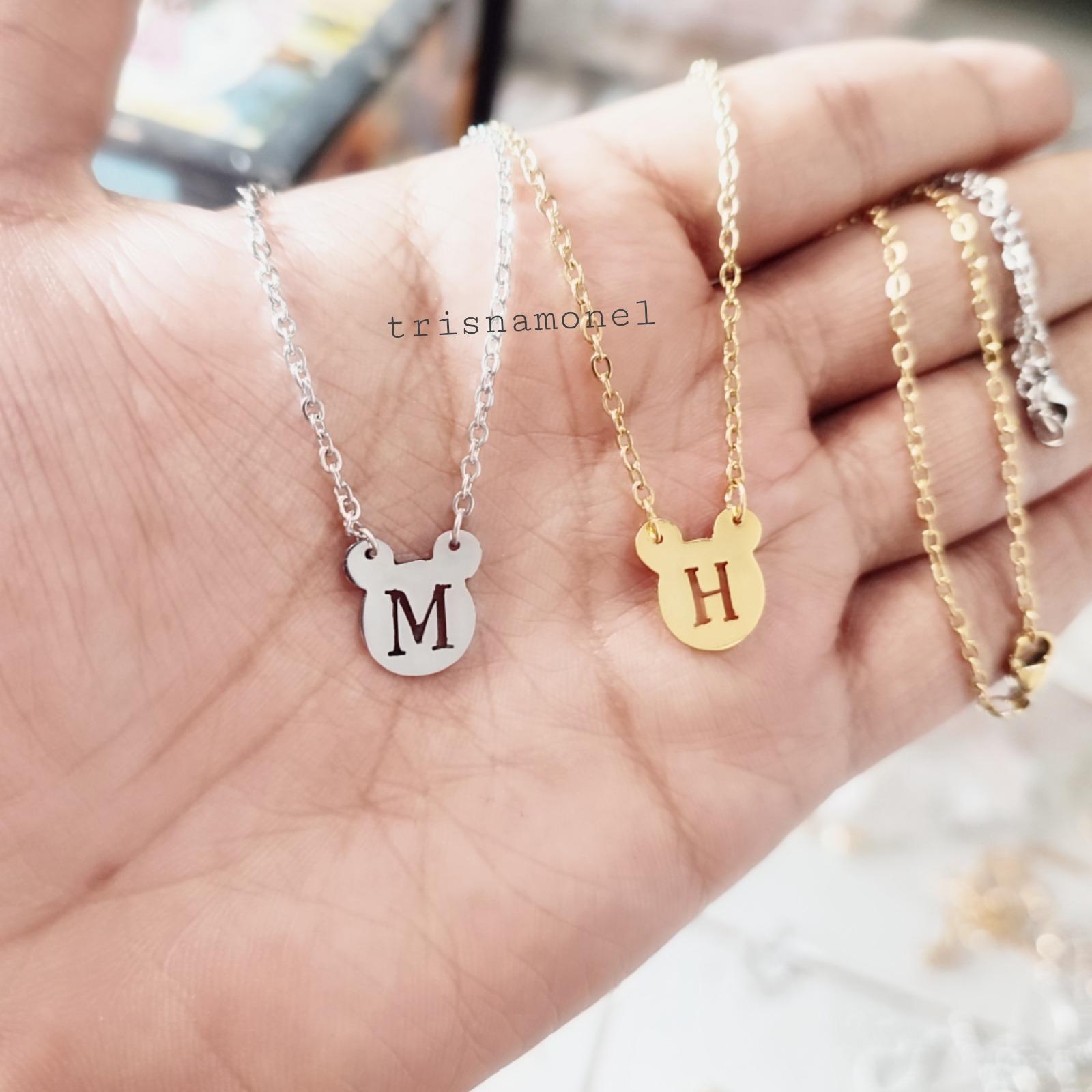LAPIS EMAS MURAH !!! kalung custom huruf suka-suka motif miki mouse
