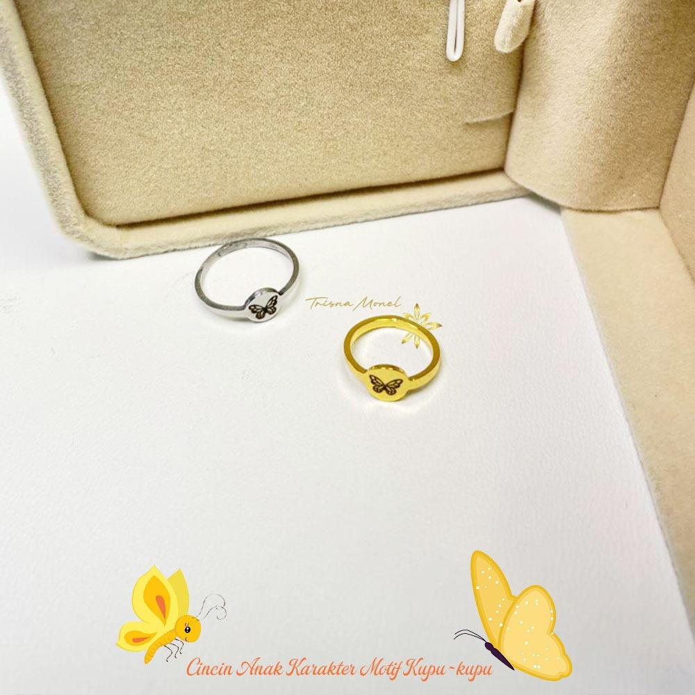 BAYI & ANAK !!! Cincin karakter gold dan silver motif kupu - kupu