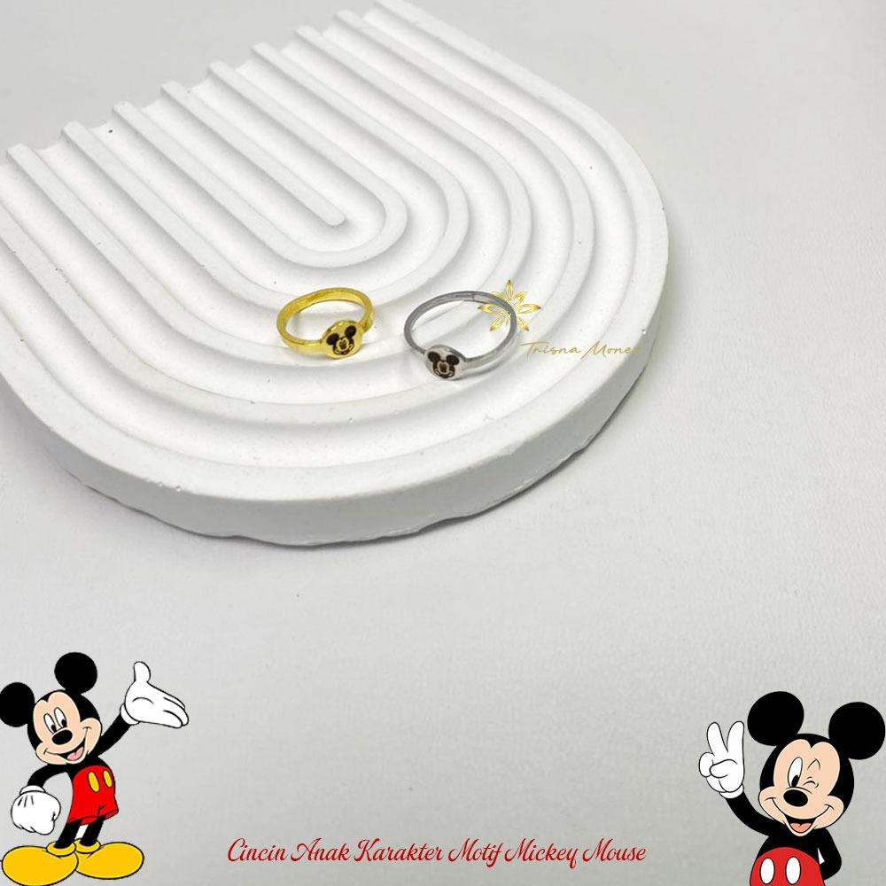 BAYI & ANAK !!! Cincin karakter gold dan silver motif mickey mouse