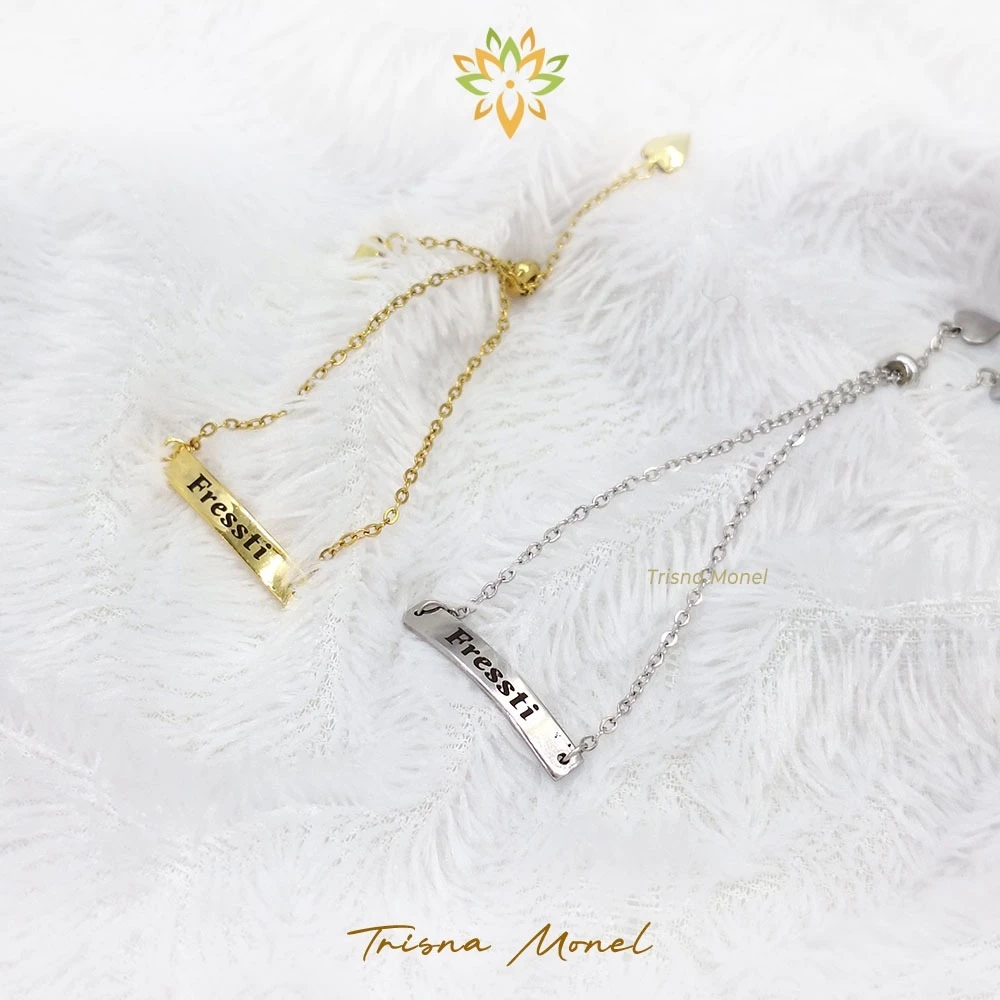 MURAH !!! GELANG UKIR NAMA MOTIF SERUT PLAT KOTAK
