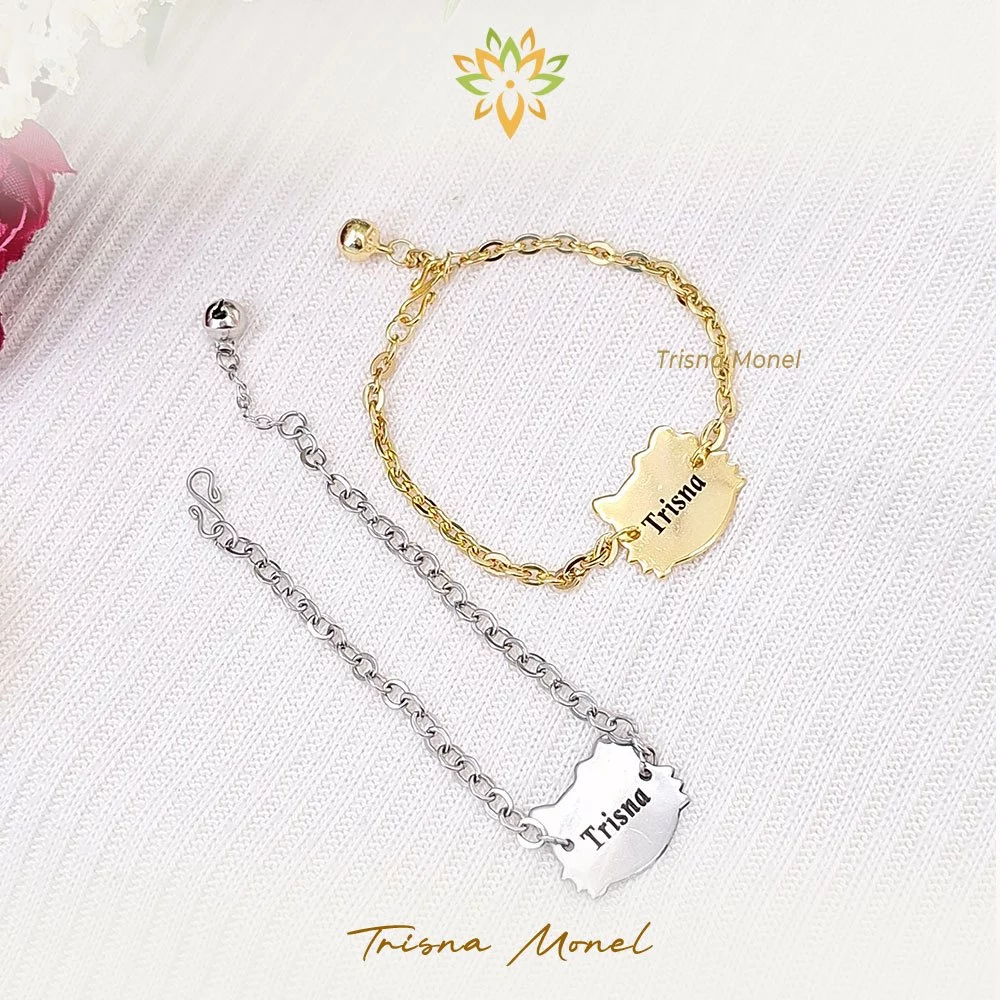 Gelang nama motif Hello Kity gold dan siver size anak sampai dewasa