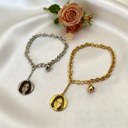 Gelang Sinar Custom Foto & Nama Motif Bulat Size Anak Dan Dewasa