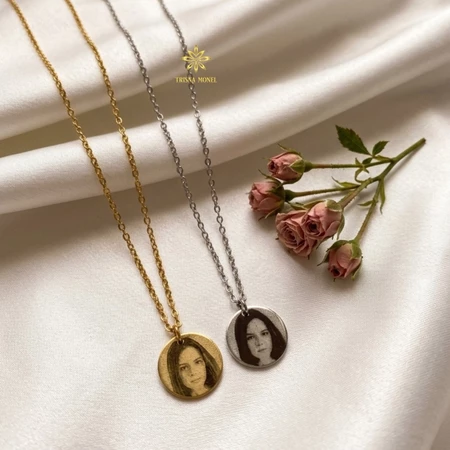 Kalung Custom Foto & Nama Motif Bulat Kekinian